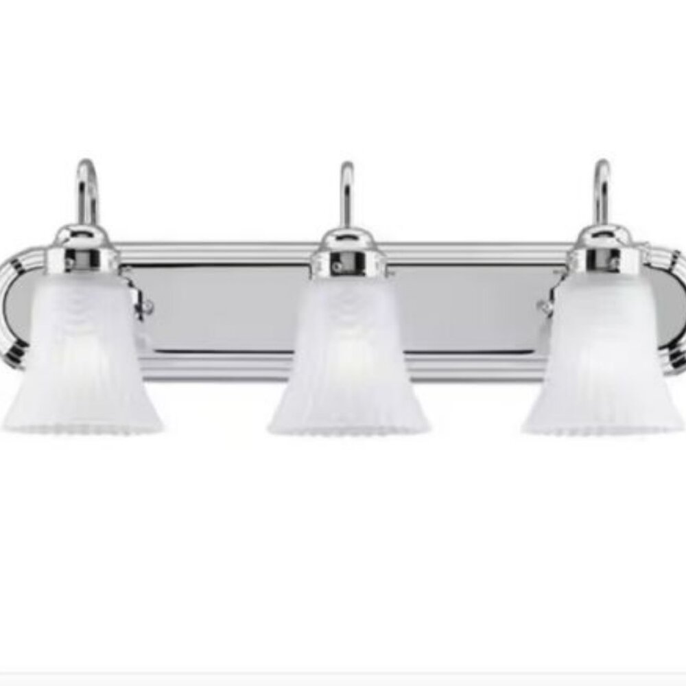 Westinghouse 66522 Chrome with Frosted Pleated Glass 3-Light Indoor Wall Fixture